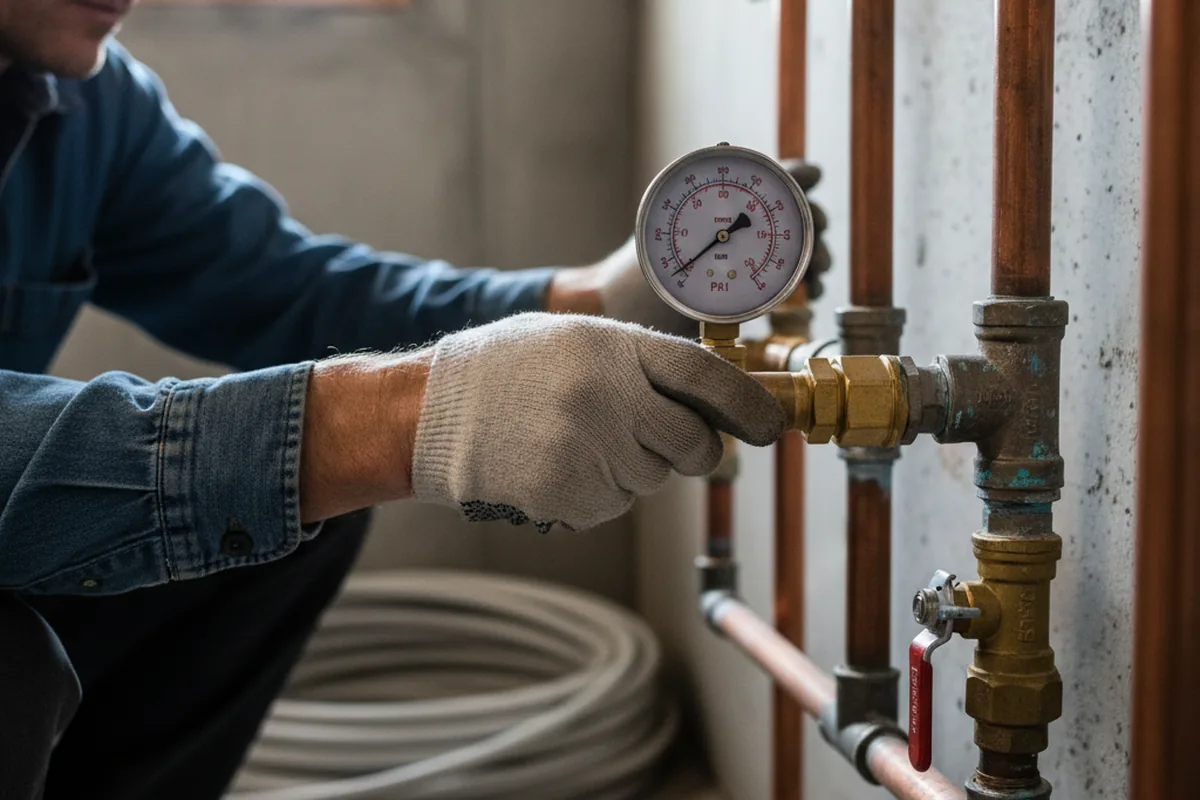 Pressure testing a repaired line during Water Line Repair in Chico